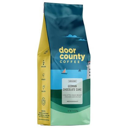 Door County Coffee German Chocolate Cake Flavored Coffee -10oz Bag - Ground Medium Roast - 100% Arabica