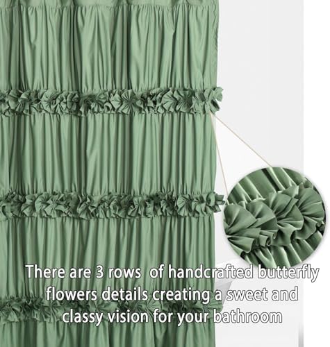 Homechoice Decor Light Green Ruffle Shower Curtain 72“ W x 84” H