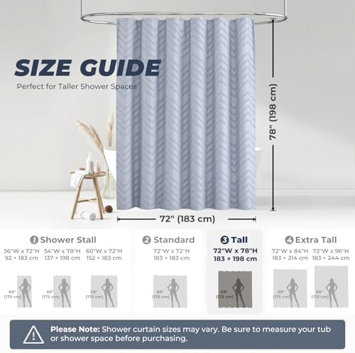 Fog Blue Boho Fabric Shower Curtain 72 x 78 Inches