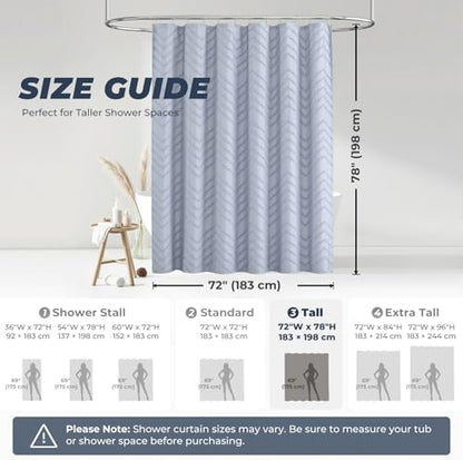 Fog Blue Boho Fabric Shower Curtain 72 x 78 Inches