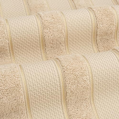 American Soft Linen Salem Turkish Bath Towel Set, 100% Cotton 600 GSM 6 Piece Towels for Bathroom, 2 Bath Towels 2 Hand Towels 2 Washcloths, Beige