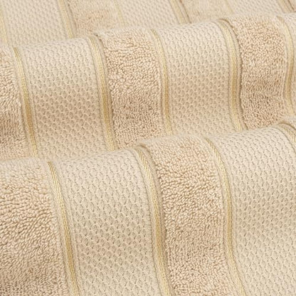 American Soft Linen Salem Turkish Bath Towel Set, 100% Cotton 600 GSM 6 Piece Towels for Bathroom, 2 Bath Towels 2 Hand Towels 2 Washcloths, Beige