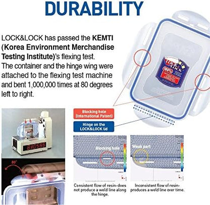 LOCK & LOCK Airtight Rectangular Food Storage Container with Drain Tray 131.87-oz / 16.48-Cup