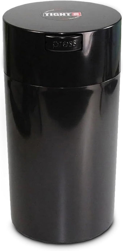 Tightvac 3 to 12 Ounces Airtight Smell Proof Container - Patented Vacuum Seal, Storage for Coffee, Herbs, Tea, Spices, Dry Goods - Odor Resistant Vacuum Jar, Black