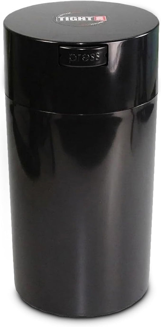 Tightvac 3 to 12 Ounces Airtight Smell Proof Container - Patented Vacuum Seal, Storage for Coffee, Herbs, Tea, Spices, Dry Goods - Odor Resistant Vacuum Jar, Black