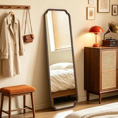 WallBeyond Full Length Mirror Wall Mounted 65"x22", Rustic Wooden Frame Floor Mirror, Large Full Body Mirror for Bedroom, Leaning or Hanging Against Wall (Walnut Solid Wood)