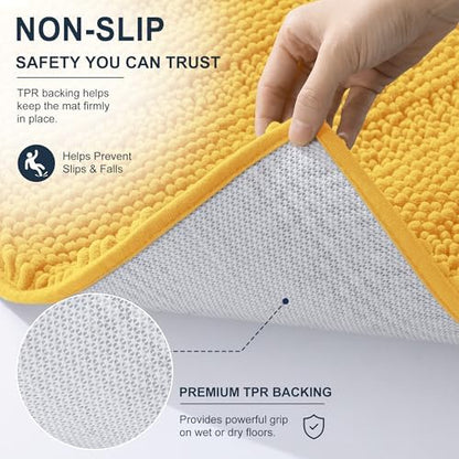 Smiry Thick Chenille Bathroom Runner Rugs 59x20, Absorbent Bath Mat, Yellow