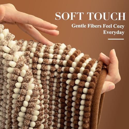 BSICPRO Bathroom Rugs, 17x24 Chenille Bath Mats, Coconut Brown