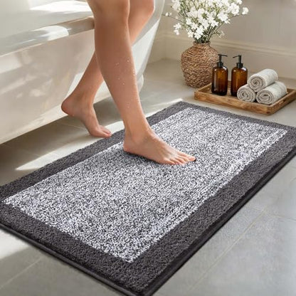 44x24 Large Bathroom Rugs Non Slip Washable, Soft Absorbent Bath Mat Grey