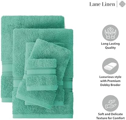 LANE LINEN Towel Set Quick Dry 100% Cotton 3 Piece Soft Absorbent - Teal