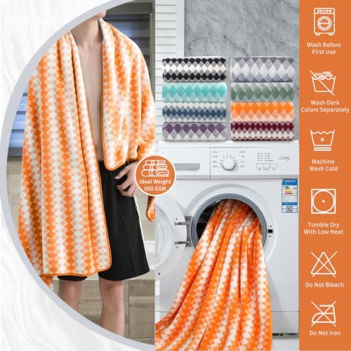 8 Piece Bathroom Towel Set |2 Oversized Bath Towels,2 Hand Towels,4 Washcloths| 600GSM Soft Hotel Towel Set Extra Large Bath Sheet for Bathroom,Highly Absorbent Quick Dry Bath Towel Collections,Orange