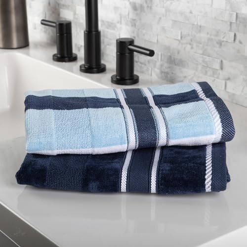 Lavish Home Bathroom Towels Set, Bathroom Accessories, Navy, Set of 6