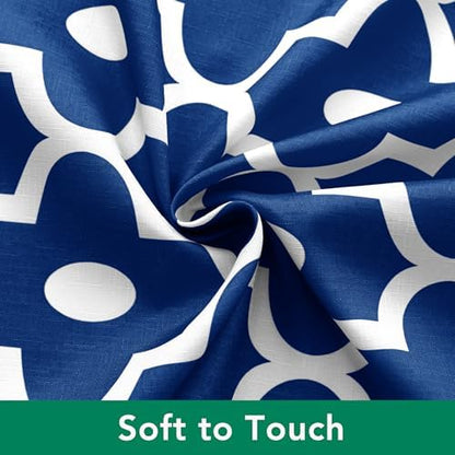 Fabric Modern Extra Long Shower Curtains for Bathroom-Indigo and White