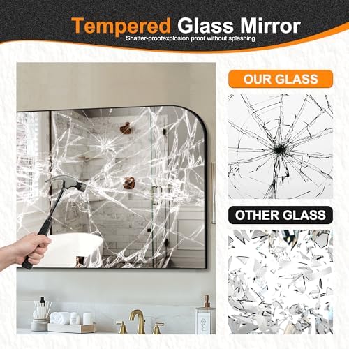 Delma 30"x55" Black Metal Framed Bathroom Mirror for Over Sink