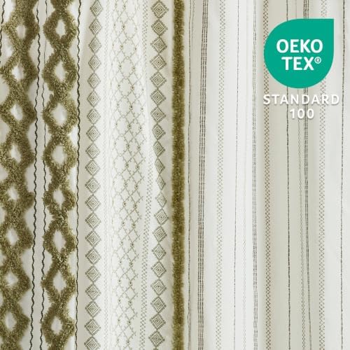 INK+IVY Extra Long Cotton Tufted Shower Curtain for Bathroom, Sage, 72 x 84