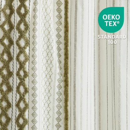INK+IVY Extra Long Cotton Tufted Shower Curtain for Bathroom, Sage, 72 x 84