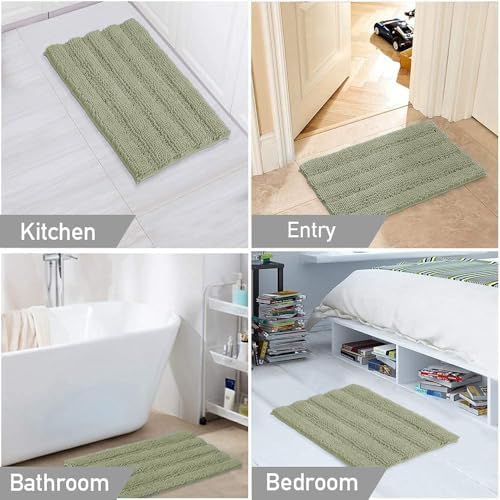 Turquoize Small Bathroom Rug 17x24, Soft Chenille Bath Rug, Eucalyptus