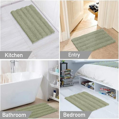 Turquoize Small Bathroom Rug 17x24, Soft Chenille Bath Rug, Eucalyptus