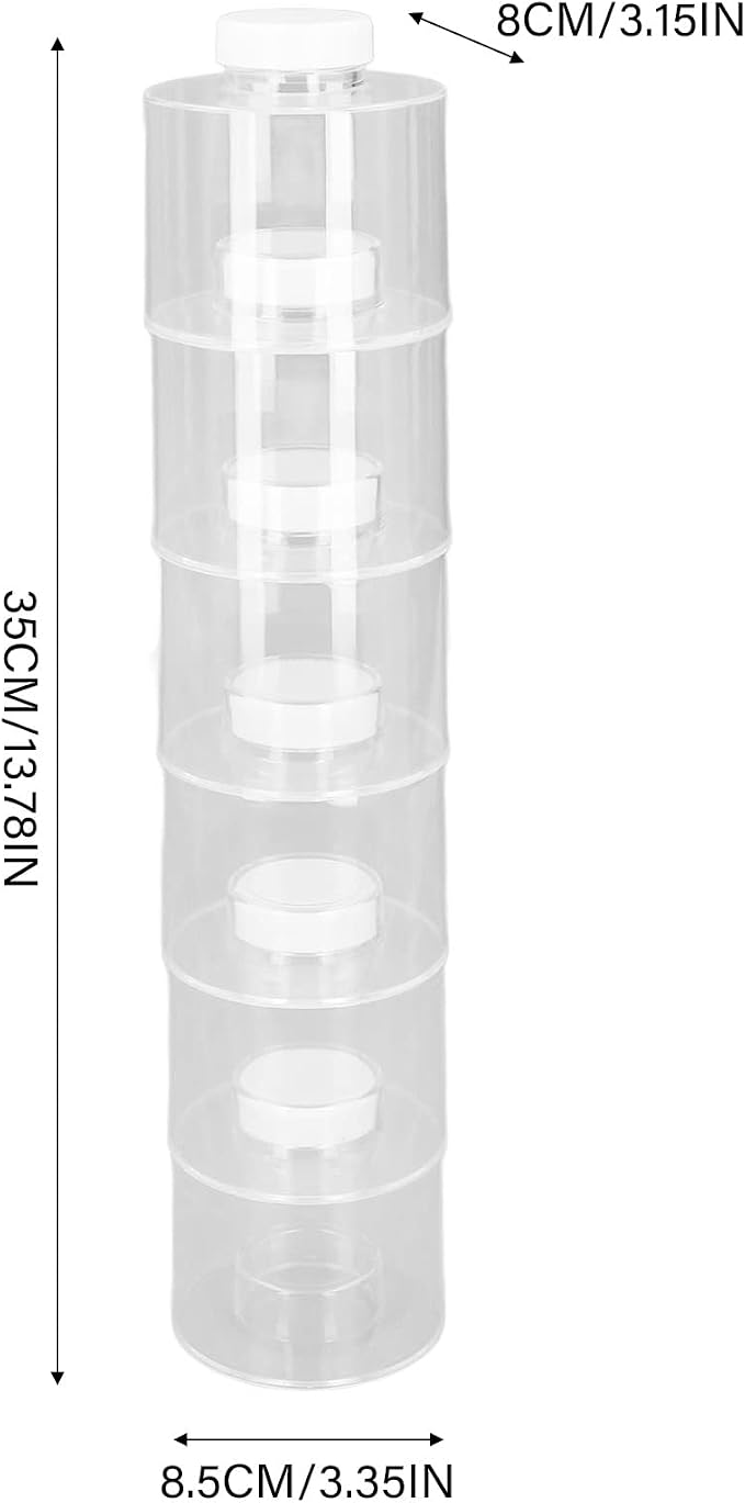 Horoper 6 Pcs Seasoning Box, Transparent Stackable Spice Pot Spice Tower, Spice Storage Box with Separate Covers, Travel Seasoning Pot Spice Jars Containers with Sifters