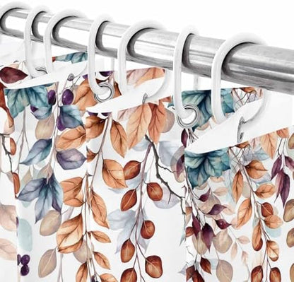 Shower Curtain Bathroom Set Fall Thanksgiving Pumpkin Orange Eucalyptus Leaf Waterproof Shower Curtains with Grommets Hooks Autumn Fallen Leaves Privacy Bath Curtain for Bathtub Decor 72x78in