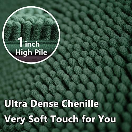 BOANKODU Bathroom Set - 2 Piece Soft Chenille Bath Rugs, Non-Slip, 32x20 + 20x20 Inch U Shape, Machine Washable (Dark Green)