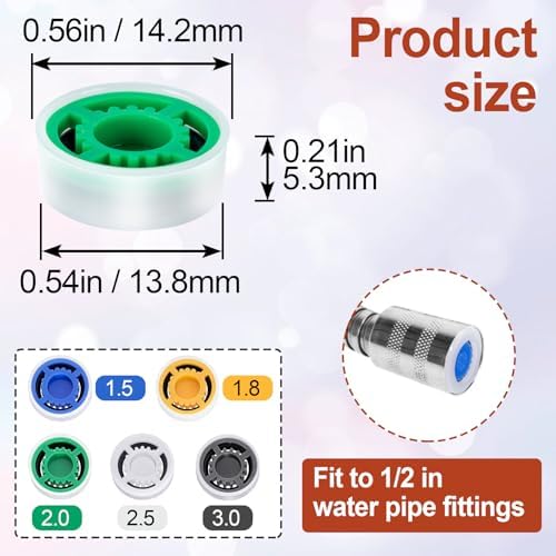 10pcs Shower Head Flow Restrictor, 1.5 1.8 2.0 2.5 3.0 GPM