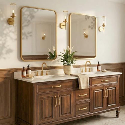2-Pack 24x30 Inch Antique Gold Rounded Rectangle Vanity Mirrors