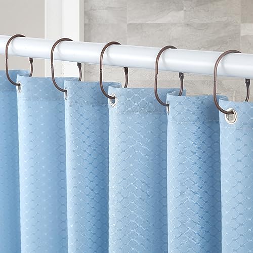 Goowin Shower Curtain Rings, 12 Pcs Shower Curtain Hooks, Oval Snap Shower Rings for Curtain, Metal Shower Curtain Rings Rust Proof, Glide Smoothly Shower Hooks for Shower Curtain Rod (Bronze)