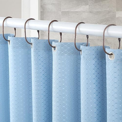 Goowin Shower Curtain Rings, 12 Pcs Shower Curtain Hooks, Oval Snap Shower Rings for Curtain, Metal Shower Curtain Rings Rust Proof, Glide Smoothly Shower Hooks for Shower Curtain Rod (Bronze)