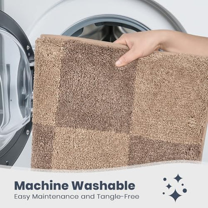 PURRUGS Bathroom Rug Non-Slip Machine Washable 30" x 60", Super Absorbent and Quick-Dry Bath Mat, Extra Soft and Plush Bath Rug for Shower, Bathtub and Sink, Grayish Brown & Coffee