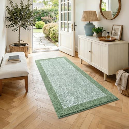 44x24 Large Bathroom Rugs Non Slip Washable, Soft Absorbent Bath Mat Green