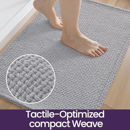 DEXI Chenille Bath Mat 36x24, Soft Absorbent Bathroom Rugs, Light Grey