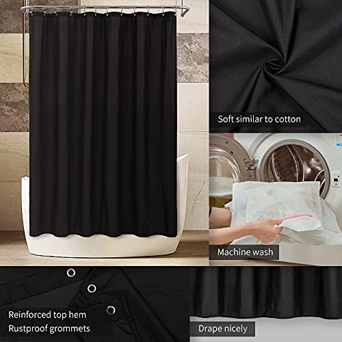 ALYVIA SPRING 72x74 Long Waterproof Fabric Shower Curtain or Liner Black