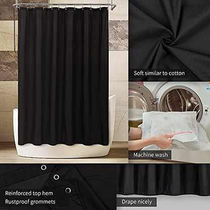 ALYVIA SPRING 72x74 Long Waterproof Fabric Shower Curtain or Liner Black