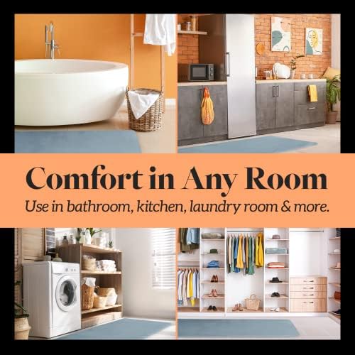 Memory Foam Bath Mat Non Slip Absorbent Super Cozy Velvet Bathroom Rug Carpet (22 inches X 42 inches, Smoke Blue)