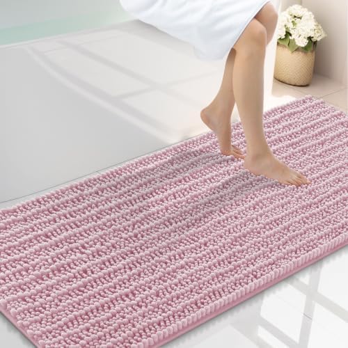 Smiry Bathroom Rugs 47X24, Extra Soft Rubber Backing Chenille Bath Mats