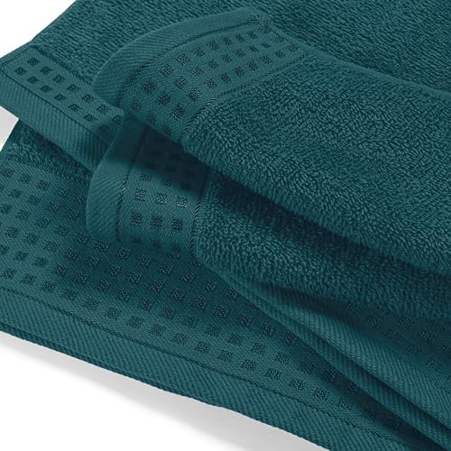 GLAMBURG Ultra Soft 4 Pack Oversized Bath Towel Set 27x54 inches, 100% Cotton Bath Towels, Highly Absorbant Compact Quickdry & Lightweight Towel, Ideal for Gym Travel Camp Pool - Teal