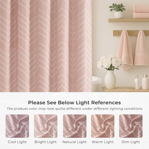 Blush Pink Boho Fabric Shower Curtain 72 x 72 Inches