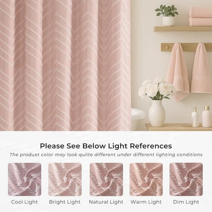 Blush Pink Boho Fabric Shower Curtain 72 x 90 Inches