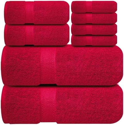 Infinitee Xclusives 100% Cotton Bath Towel Set – 8 Piece Bathroom Towel Set