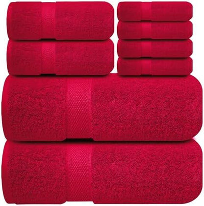 Infinitee Xclusives 100% Cotton Bath Towel Set – 8 Piece Bathroom Towel Set