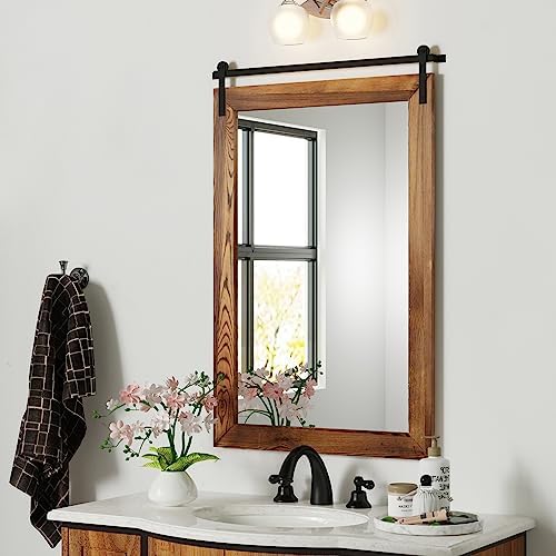 COGOOD Farmhouse Bathroom Mirrors for Over Sink - 38 x 25 Brown