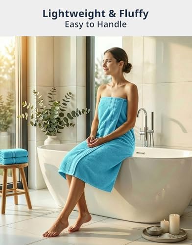 LANE LINEN Bathroom Towel Set 12 Piece Soft Absorbent Quick Dry - Blue