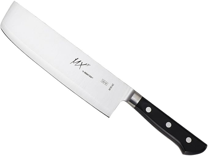 Mercer Culinary MX3 Premium San Mai VG-10 Steel Core Blade Nakiri Knife, 185mm 7 Inch,Black