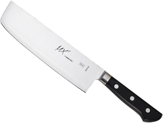 Mercer Culinary MX3 Premium San Mai VG-10 Steel Core Blade Nakiri Knife, 185mm 7 Inch,Black