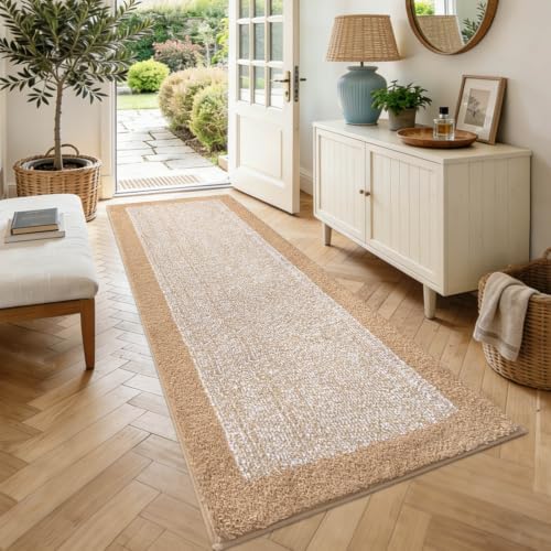 70x24 Long Bathroom Rugs Non Slip Washable, Soft Absorbent Bath Mat Beige