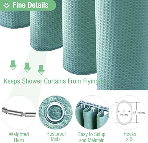 Dynamene Stall Waffle Shower Curtain 256 GSM Heavy 36"x72" Teal/Turquoise