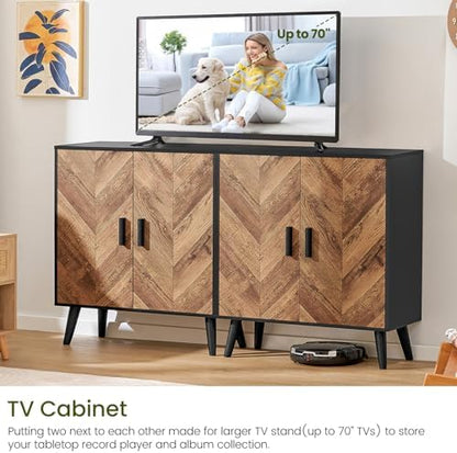 Iwell Storage Cabinet with 2 Shelves & Doors, Sideboard Buffet Cabinet with Storage, Entryway Cabinets, Accent Cabinets for Living Room, Dining Room, Entryway, Black