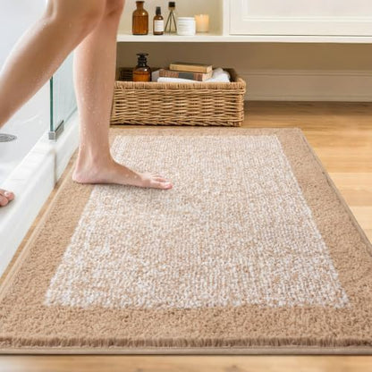 48x32 Large Bathroom Rugs Non Slip Washable, Soft Absorbent Bath Mat Beige