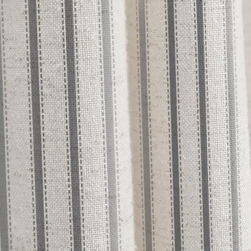 Farmhouse Striped Shower Curtain Grey Vintage Linen Curtain 60"W X 72"L
